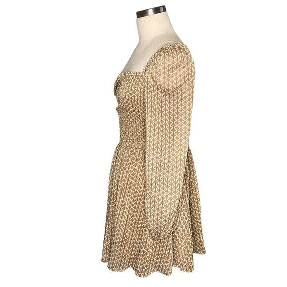 KOURT Tan Gold Smocked A-Line Mini Dress Women's Size XS Glam Calypso - Picture 3 of 9